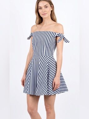 Molly Bracken Off Shoulder Striped A-line Dress